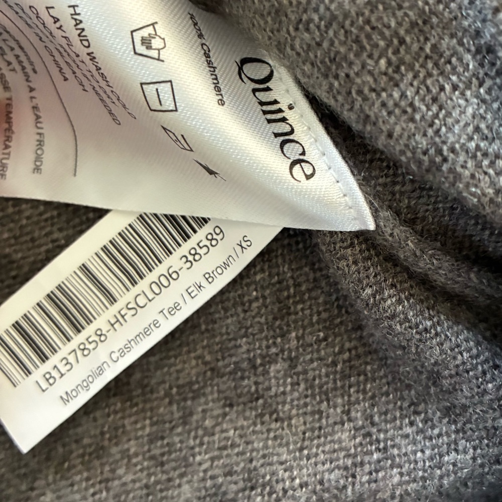 NWT Quince 100% cashmere tee sweater knit in elk brown size XS Carolyn besette - Picture 7 of 7